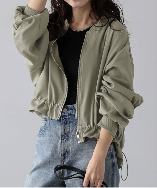 【ラ トータリテ】ギャザーネックブルゾン サマージャケット ジップアップ F ラ トータリテ】ギャザーネックブルゾン サマージャケット