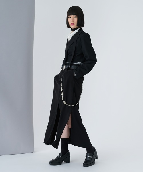 Ellno de Mavie（エルノデメヴィ）の「フカスリットロングスカート / SETUP対応（スカート・レディース・ブルーグリーン/ブラック・FREE）」の5枚目の写真
