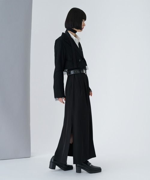 Ellno de Mavie（エルノデメヴィ）の「フカスリットロングスカート / SETUP対応（スカート・レディース・ブルーグリーン/ブラック・FREE）」の3枚目の写真