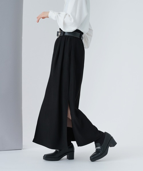 Ellno de Mavie（エルノデメヴィ）の「フカスリットロングスカート / SETUP対応（スカート・レディース・ブルーグリーン/ブラック・FREE）」の9枚目の写真