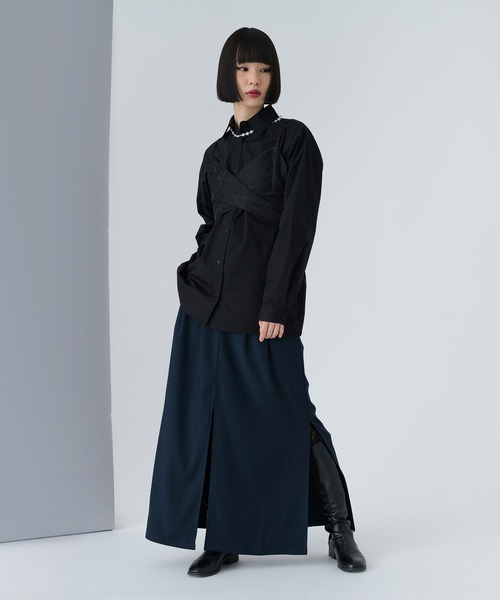 Ellno de Mavie（エルノデメヴィ）の「フカスリットロングスカート / SETUP対応（スカート・レディース・ブルーグリーン/ブラック・FREE）」の22枚目の写真