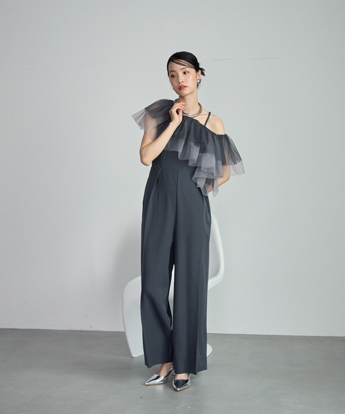 KBF チュールブラウスSETベアサロペット オールインワン KBF｜チュールブラウスSETベアサロペット | Rakuten Fashion