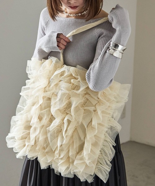 Fashion Letter（ファッションレター）の「チュールフリルトートバッグ（トートバッグ・レディース・イエロー/ブラック/ブルー・FREE）」の22枚目の写真