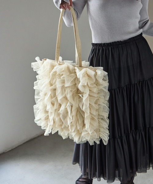 Fashion Letter（ファッションレター）の「チュールフリルトートバッグ（トートバッグ・レディース・イエロー/ブラック/ブルー・FREE）」の21枚目の写真