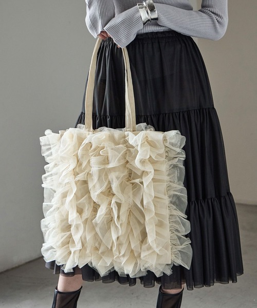 Fashion Letter（ファッションレター）の「チュールフリルトートバッグ（トートバッグ・レディース・イエロー/ブラック/ブルー・FREE）」の19枚目の写真