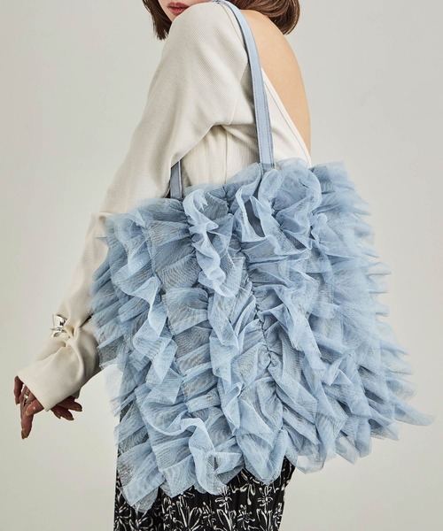 Fashion Letter（ファッションレター）の「チュールフリルトートバッグ（トートバッグ・レディース・イエロー/ブラック/ブルー・FREE）」の17枚目の写真