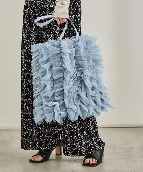 Fashion Letter（ファッションレター）の「チュールフリルトートバッグ（トートバッグ・レディース・イエロー/ブラック/ブルー・FREE）」の14枚目の写真