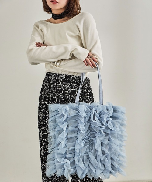 Fashion Letter（ファッションレター）の「チュールフリルトートバッグ（トートバッグ・レディース・イエロー/ブラック/ブルー・FREE）」の13枚目の写真