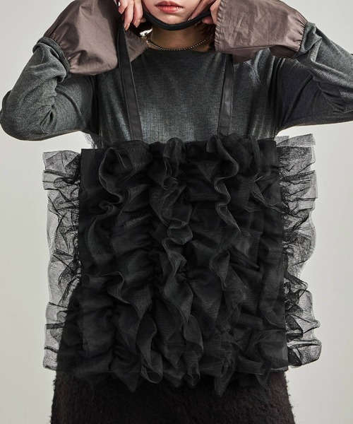 Fashion Letter（ファッションレター）の「チュールフリルトートバッグ（トートバッグ・レディース・イエロー/ブラック/ブルー・FREE）」の11枚目の写真