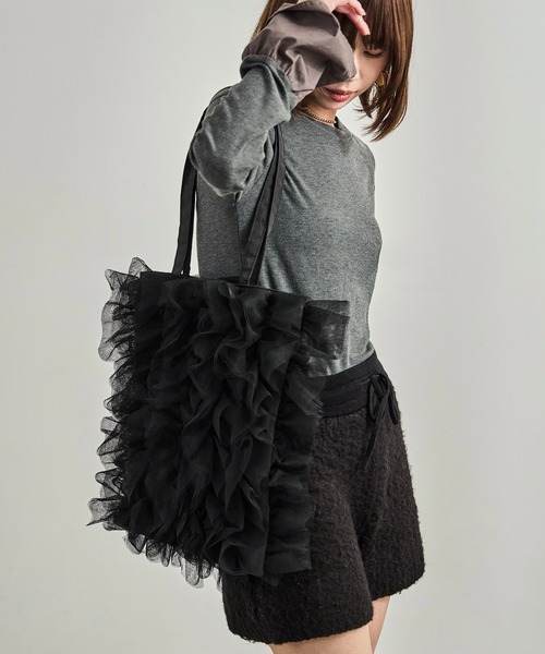 Fashion Letter（ファッションレター）の「チュールフリルトートバッグ（トートバッグ・レディース・イエロー/ブラック/ブルー・FREE）」の9枚目の写真