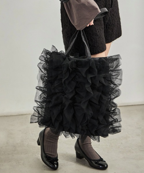 Fashion Letter（ファッションレター）の「チュールフリルトートバッグ（トートバッグ・レディース・イエロー/ブラック/ブルー・FREE）」の8枚目の写真