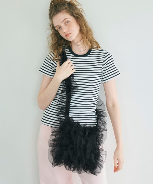 coca（coca）（コカ）の「チュールフリルバッグ（ショルダーバッグ・レディース・ブラック/ライトグレー・ONE SIZE）」の9枚目の写真