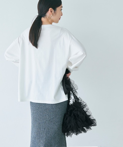 coca（coca）（コカ）の「チュールフリルバッグ（ショルダーバッグ・レディース・ブラック/ライトグレー・ONE SIZE）」の4枚目の写真