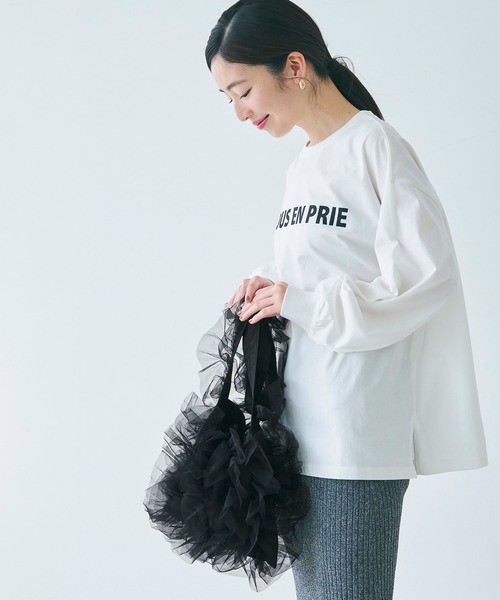 coca（coca）（コカ）の「チュールフリルバッグ（ショルダーバッグ・レディース・ブラック/ライトグレー・ONE SIZE）」の3枚目の写真