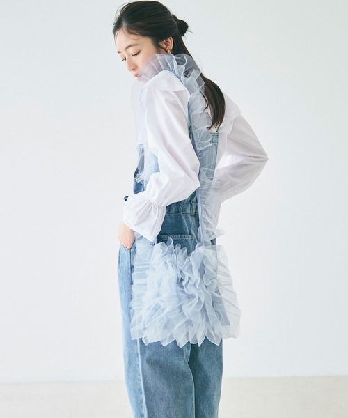 coca（coca）（コカ）の「チュールフリルバッグ（ショルダーバッグ・レディース・ブラック/ライトグレー・ONE SIZE）」の12枚目の写真