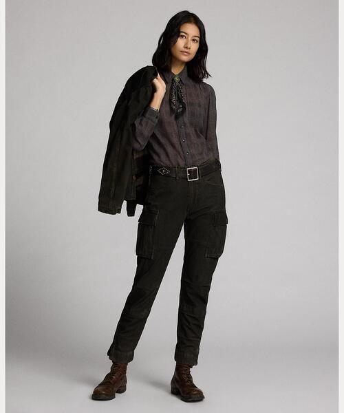 RRL オンブレ チェック クリンクル コットン ブラウス