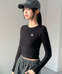 A'GEM/9 × .kom 『muah muah/ムーアムーア』 SLIM FIT CROP LONG SLEEVE T-SHIRT/スリムフィット クロップ長袖カットソー