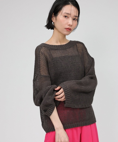 BABYLONE（バビロン）の「2WAYリネンプルオーバー（ニット/セーター・レディース・チャコール/ピンク/ベージュ/ホワイト/ライトブルー・フリー）」の3枚目の写真