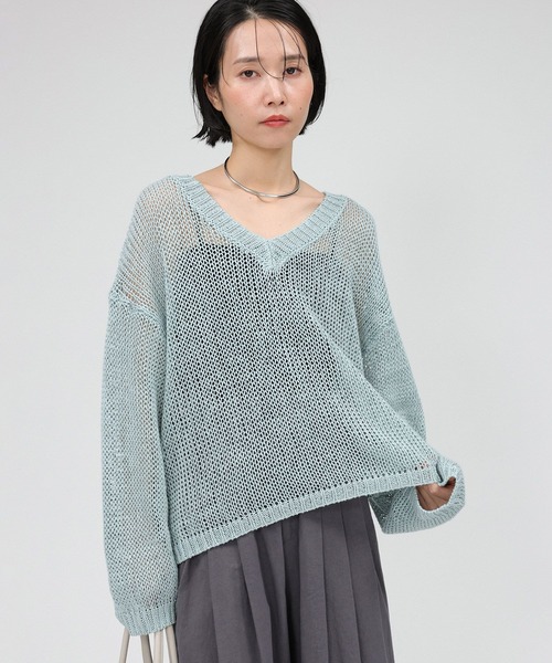 BABYLONE（バビロン）の「2WAYリネンプルオーバー（ニット/セーター・レディース・チャコール/ピンク/ベージュ/ホワイト/ライトブルー・フリー）」の10枚目の写真