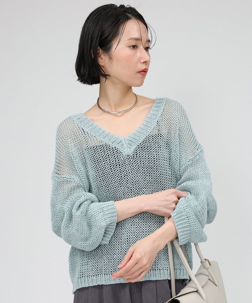 BABYLONE（バビロン）の「2WAYリネンプルオーバー（ニット/セーター・レディース・チャコール/ピンク/ベージュ/ホワイト/ライトブルー・フリー）」の11枚目の写真