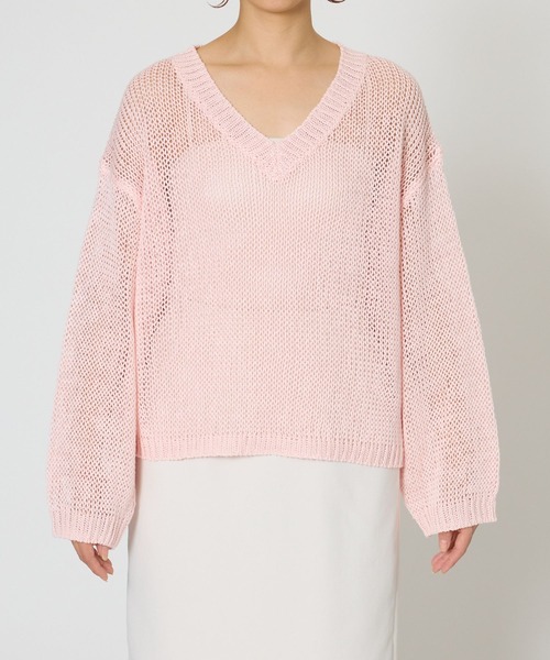 BABYLONE（バビロン）の「2WAYリネンプルオーバー（ニット/セーター・レディース・チャコール/ピンク/ベージュ/ホワイト/ライトブルー・フリー）」の12枚目の写真