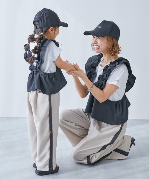 devirock(デビロック)の「【makoコラボ】フリルビスチェ&Tシャツセット(Tシャツ/カットソー・キッズ・アイボリー/ブラック・100cm/110cm/120cm/130cm/140cm/150cm)」の6枚目の写真