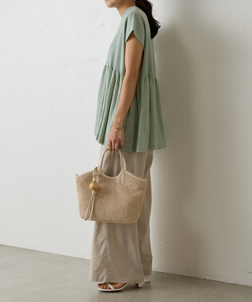 BEARDSLEY(ビアズリー)の「《russet×BEARDSLEY》カゴ2wayトートバッグ(トートバッグ・レディース・アイボリー/ブラック・SMALL)」の3枚目の写真