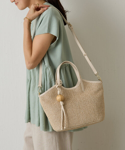 BEARDSLEY(ビアズリー)の「《russet×BEARDSLEY》カゴ2wayトートバッグ(トートバッグ・レディース・アイボリー/ブラック・SMALL)」の5枚目の写真