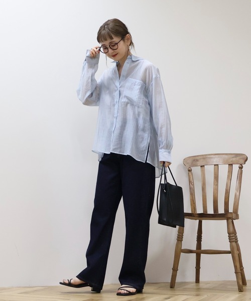 AMERICAN HOLIC(アメリカンホリック)の「バックタックシアーシャツ(シャツ/ブラウス・レディース・サックスブルー/ブラック/ピンク/ベージュ/ブルー系その他7/ホワイト系その他5・L/M)」の21枚目の写真