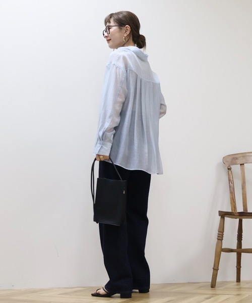 AMERICAN HOLIC(アメリカンホリック)の「バックタックシアーシャツ(シャツ/ブラウス・レディース・サックスブルー/ブラック/ピンク/ベージュ/ブルー系その他7/ホワイト系その他5・L/M)」の22枚目の写真