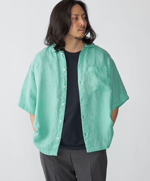 SHIPS(シップス)の「SHIPS: リネン パナマ ウィークエンド ショートスリーブ シャツ(シャツ/ブラウス・メンズ・ホワイト/ダークグレー/ケリーグリーン・SMALL/MEDIUM/LARGE/X-LARGE)」の1枚目の写真