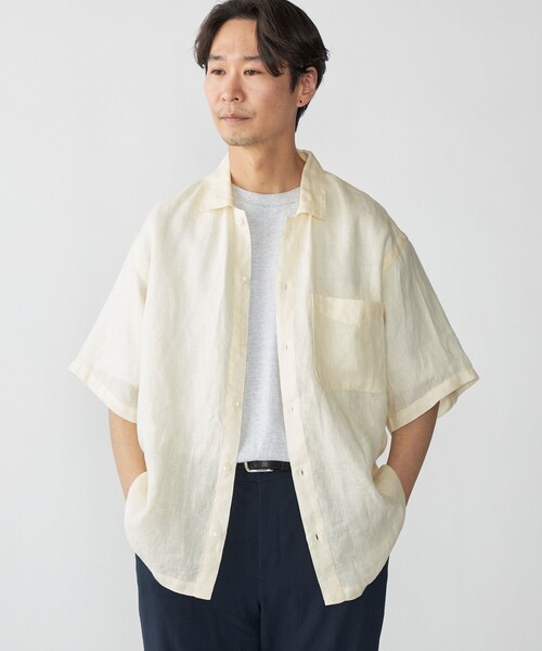SHIPS(シップス)の「SHIPS: リネン パナマ ウィークエンド ショートスリーブ シャツ(シャツ/ブラウス・メンズ・ホワイト/ダークグレー/ケリーグリーン・SMALL/MEDIUM/LARGE/X-LARGE)」の2枚目の写真