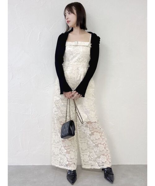 dazzlin(ダズリン)の「レースワイドサロペット(ワンピース・レディース・オフホワイト/ブラック・SMALL/MEDIUM)」の10枚目の写真