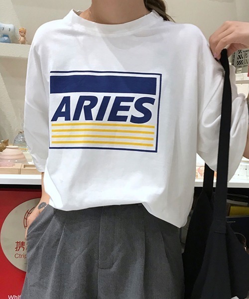 maison de LATIR(メゾンドラティール)の「夏服メンズライクなサイズ感が可愛いオーバーサイズロゴT 二の腕も日差しもさりげなくカバー◎半袖Tシャツ(Tシャツ/カットソー・レディース・ブラック/ホワイト/パープル・M/L/XL)」の19枚目の写真