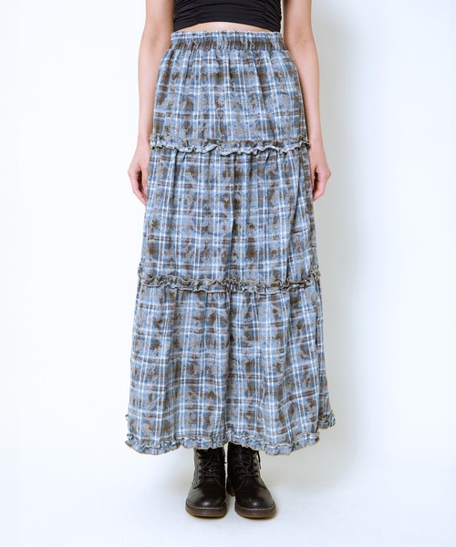 GORGE（ゴージ）の「《チェック柄×ティアードデザイン》レディース ロングスカート 体型カバー 春夏秋（スカート・レディース・レッド/ブラウン・F）」の15枚目の写真