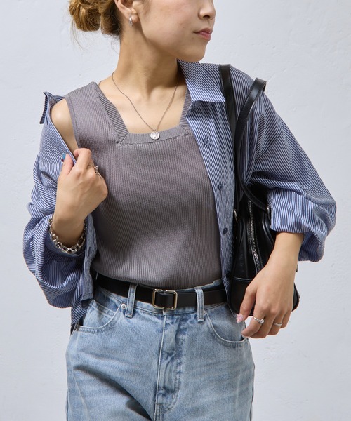 COLONY 2139（コロニートゥーワンスリーナイン）の「リブニットタンクトップ（タンクトップ・レディース・ブラック/カーキ/オフホワイト/グレー・FREE）」の22枚目の写真