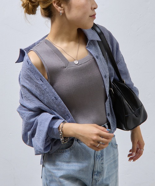 COLONY 2139（コロニートゥーワンスリーナイン）の「リブニットタンクトップ（タンクトップ・レディース・ブラック/カーキ/オフホワイト/グレー・FREE）」の20枚目の写真