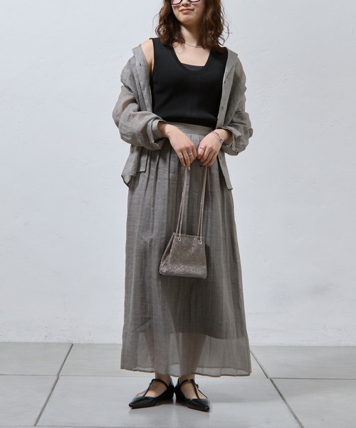 COLONY 2139（コロニートゥーワンスリーナイン）の「リブニットタンクトップ（タンクトップ・レディース・ブラック/カーキ/オフホワイト/グレー・FREE）」の15枚目の写真