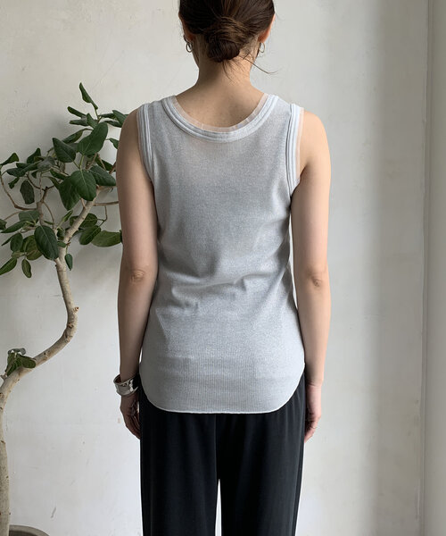 DouDou(ドゥドゥ)の「ラメリブチュールタンク(Tシャツ/カットソー・レディース・オフホワイト/グレー/ブラック・FREE)」の15枚目の写真