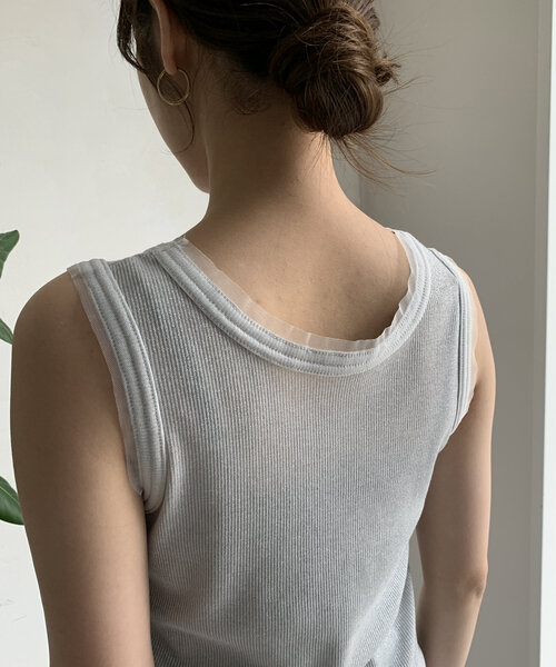 DouDou(ドゥドゥ)の「ラメリブチュールタンク(Tシャツ/カットソー・レディース・オフホワイト/グレー/ブラック・FREE)」の16枚目の写真