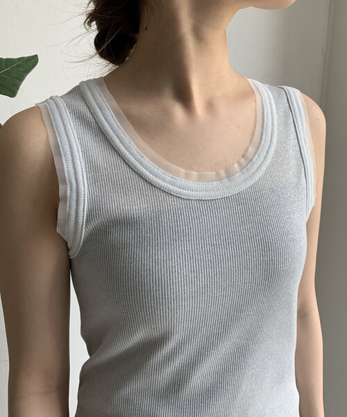 DouDou(ドゥドゥ)の「ラメリブチュールタンク(Tシャツ/カットソー・レディース・オフホワイト/グレー/ブラック・FREE)」の17枚目の写真