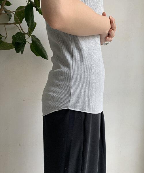 DouDou(ドゥドゥ)の「ラメリブチュールタンク(Tシャツ/カットソー・レディース・オフホワイト/グレー/ブラック・FREE)」の19枚目の写真