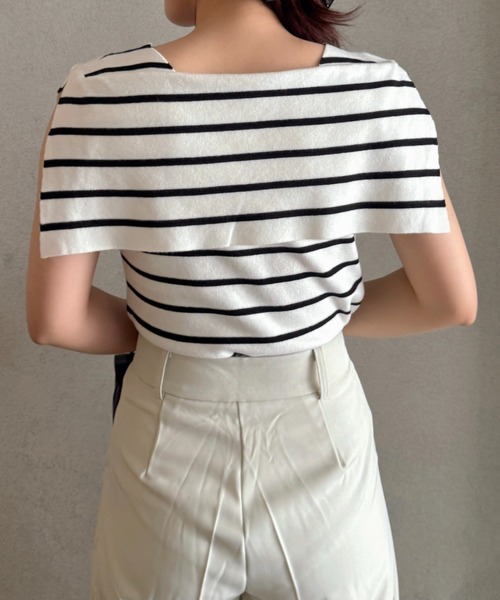 efill(エフィル)の「シック ケープ ショルダー トップ(Tシャツ/カットソー・レディース・ストライプ・FREE)」の13枚目の写真