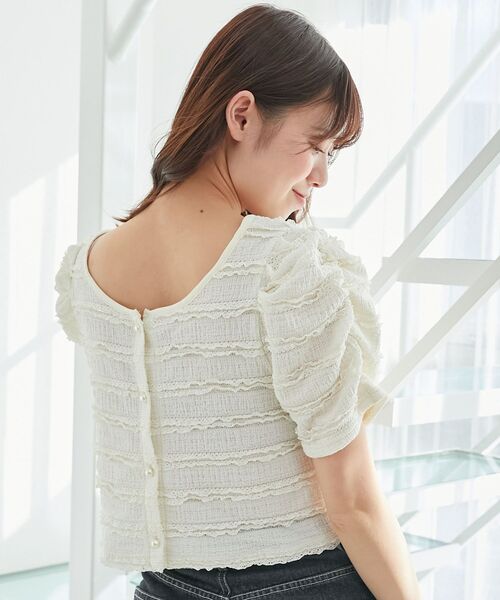 MAJESTIC LEGON（マジェスティックレゴン）の「前後2wayカットレースフリルカーデ（カーディガン/ボレロ・レディース・ピンク/ブラック/アイボリー・MEDIUM）」の9枚目の写真