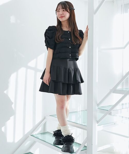 MAJESTIC LEGON（マジェスティックレゴン）の「前後2wayカットレースフリルカーデ（カーディガン/ボレロ・レディース・ピンク/ブラック/アイボリー・MEDIUM）」の20枚目の写真