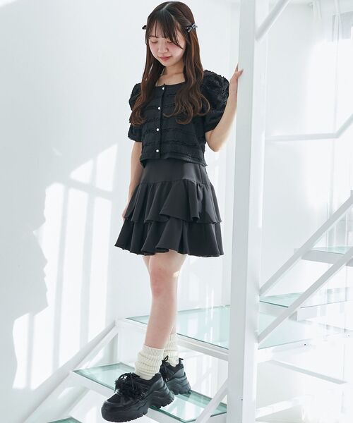 MAJESTIC LEGON（マジェスティックレゴン）の「前後2wayカットレースフリルカーデ（カーディガン/ボレロ・レディース・ピンク/ブラック/アイボリー・MEDIUM）」の21枚目の写真