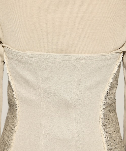 STUDIOUS（ステュディオス）の「【STUDIOUS/ステュディオス】Silk Linen Bustier Combi Top/シルクリネンビスチェコンビトップス（Tシャツ/カットソー・レディース・ベージュ/ブラック・FREE）」の13枚目の写真