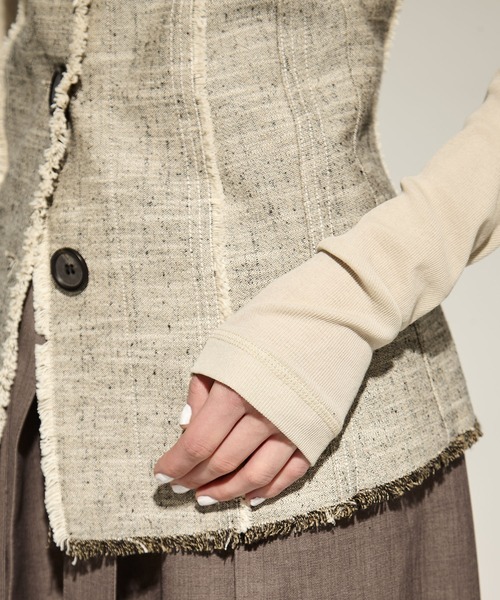 STUDIOUS（ステュディオス）の「【STUDIOUS/ステュディオス】Silk Linen Bustier Combi Top/シルクリネンビスチェコンビトップス（Tシャツ/カットソー・レディース・ベージュ/ブラック・FREE）」の10枚目の写真