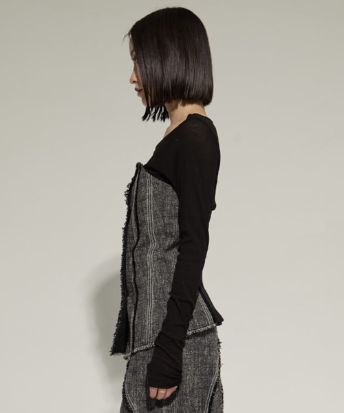 STUDIOUS/ステュディオス】Silk Linen Bustier Combi Top/シルクリネン