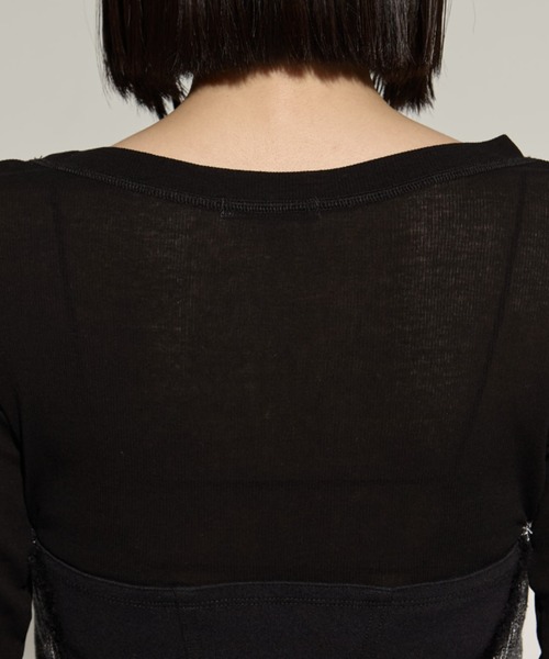 STUDIOUS（ステュディオス）の「【STUDIOUS/ステュディオス】Silk Linen Bustier Combi Top/シルクリネンビスチェコンビトップス（Tシャツ/カットソー・レディース・ベージュ/ブラック・FREE）」の19枚目の写真